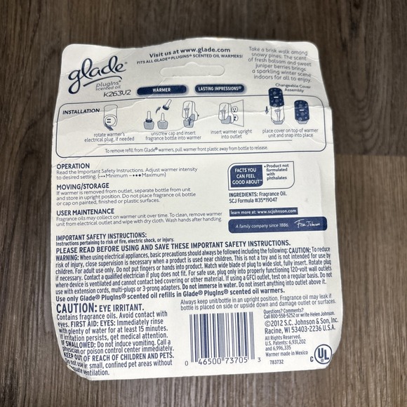 Glade PLUGINS Shimmering Spruce Balsam Fir Juniper Scented Oil 2 Refill 1 Warmer - Picture 4 of 6